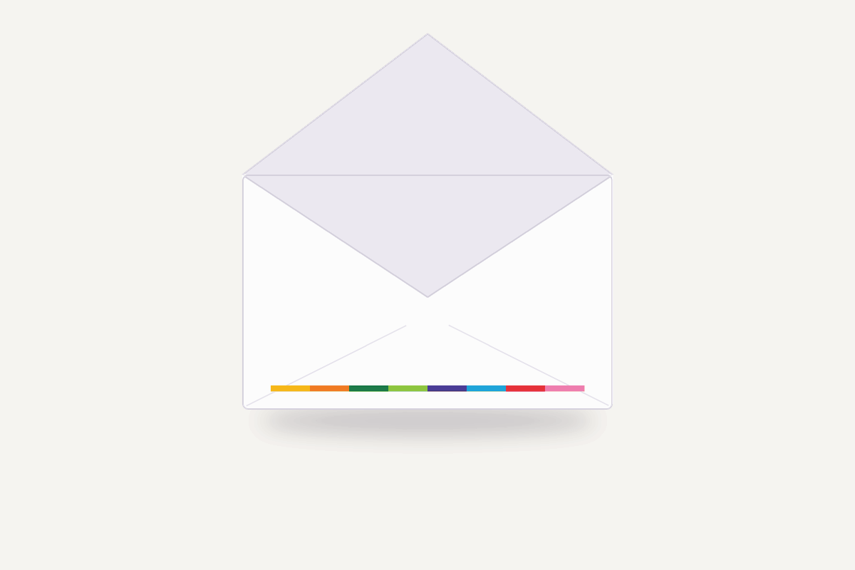 Animated envelope opening to request a custom packaging quote from OlymPak